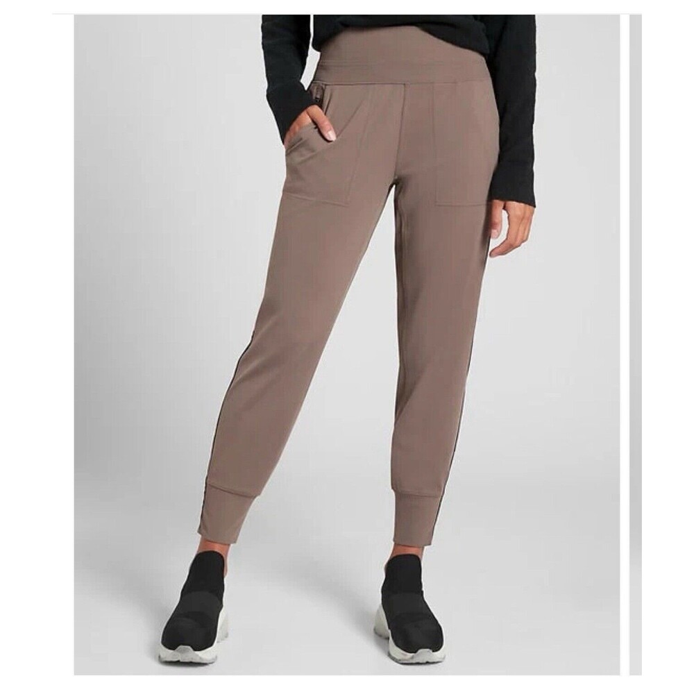 Athleta Taupe High-Waist Jogger Leggings